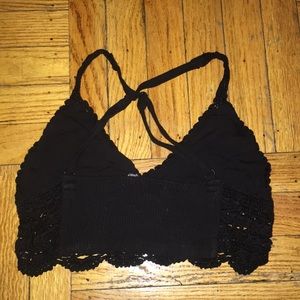 Lovers + Friends South Beach Crochet Crop in BLACK
